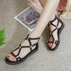 SyfIyno 2025 Spring/Summer New Fashion Hollow Sandals Roman Women's Shoes Flat Bag and Student Women's Sandals