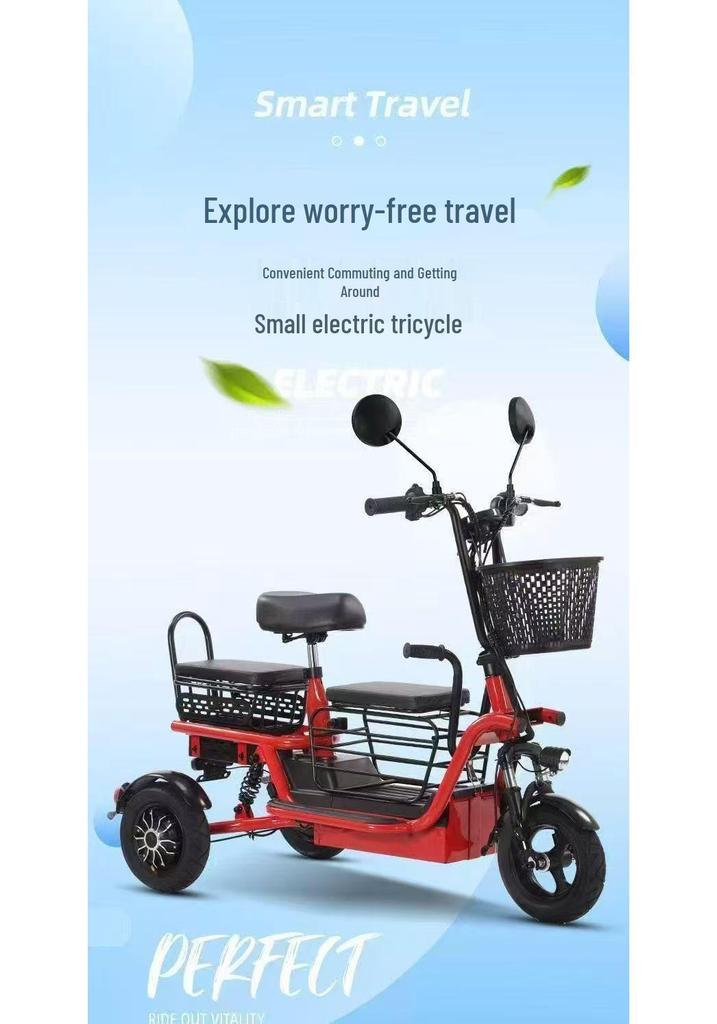 Foldable Electric Tricycle: Ideal for Commuting, Household Use, Child Transport, Women, Seniors, and Parent-Child Trips. Long-lasting Battery.