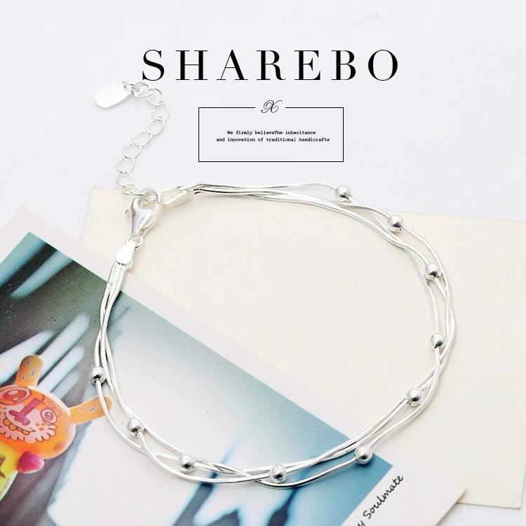 LT-93 S925 Women's Multi-Layer Bead Snake Bone Bracelet New Trendy Japanese South Korean Style Fine Chain Link Jewelry Instagram