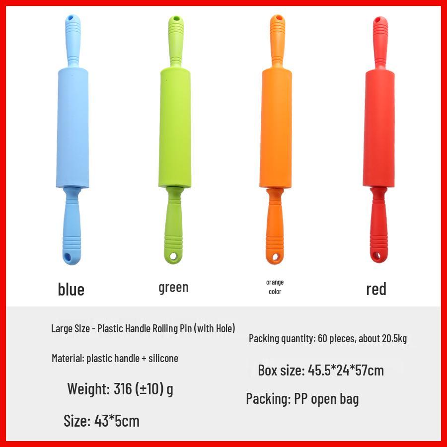 Silicone Rolling Pin Set: Large, Medium & Small with Wooden Handles, Silicone Mat, Dumpling Dough Tools & Hammer