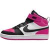 Court Borough 2 Leather Comfortable Slip Resistant Abrasion Resistant Mid Top Kids' Skateboarding Shoes Black Pink HV0935-100
