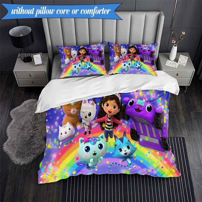 Rainbow Friends Dollhouse 3pcs K-pop Music Group Bedding set,Ideal for Bedroom, Dormitory,Including Duvet Cover And 2pcs Pillowcases,Fan Gifts