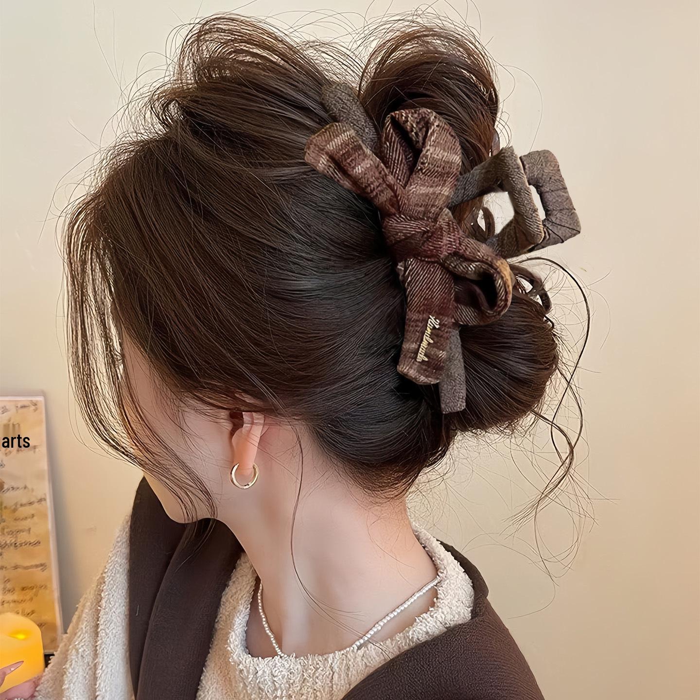 2025 Autumn/Winter Plush Flower Shark Hair Clip - Versatile Updo Accessory for Women