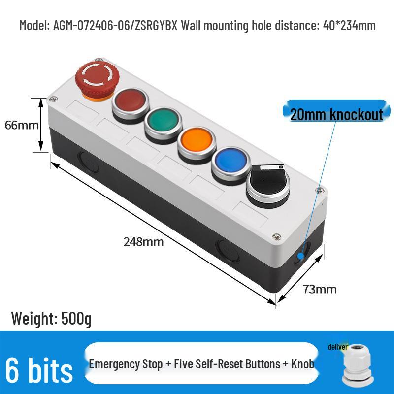 KEOLEA Waterproof Emergency Stop & Start Button, Industrial Self-Reset Push Control Box