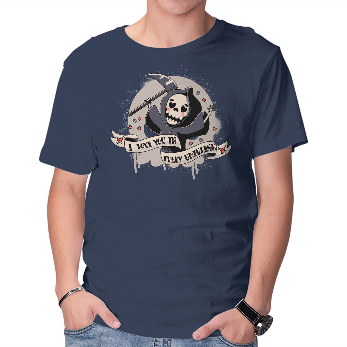 Unisex Crew Neck T-Shirt Love In Every Universe Graphic Short Sleeve Casual Tee L