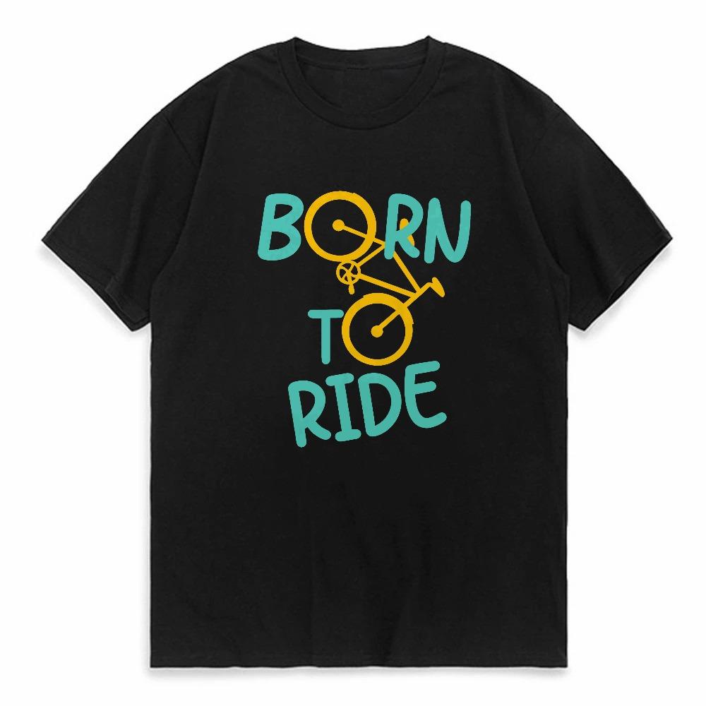 

Born To Ride Print TShirt Casual Short sleeved Tops Summer Tees For Men Women Cotton Oneck Oversize Streetwear Basic Top 4XL