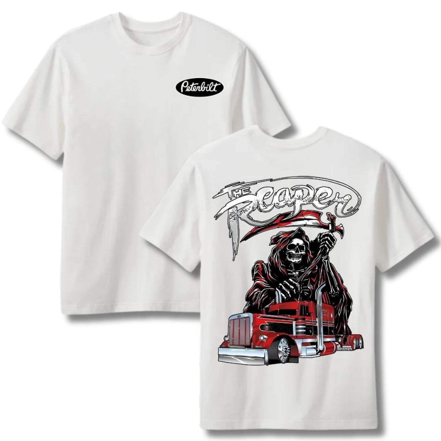 

Reaper Peterbilt Truck Tee Graphic Cotton T-shirt Unisex Summer Short Sleeve Fashion Brand Tee Luxury Casual Vintage Retro Tops L