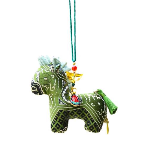 Stjärntecknet Häst Påse Traditionell Handbroderad Kinesiskt Hantverk Doftande Bilpåse Dekoration med Tofsar Och Rosetter Myggavvisande Uppfriskande