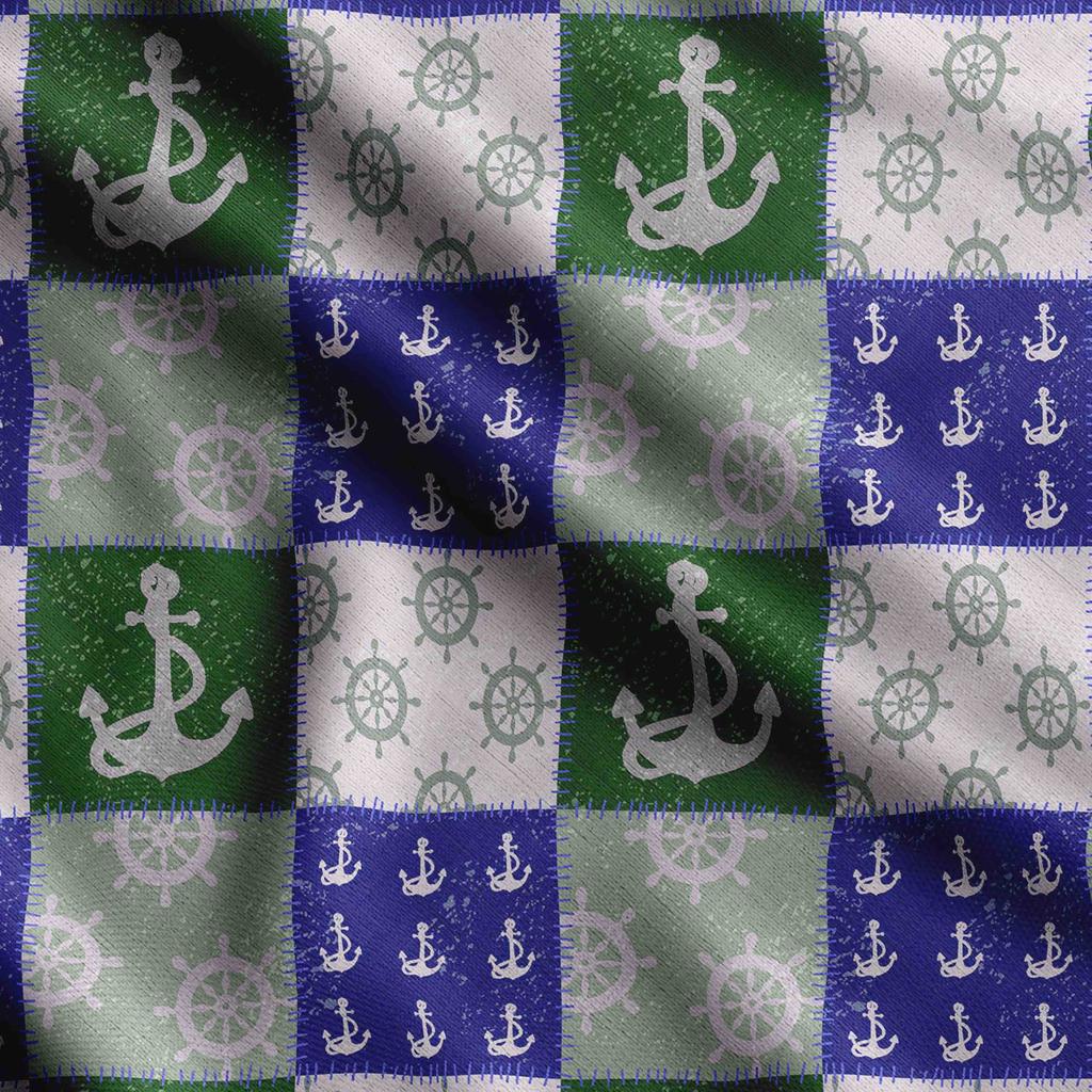 Soimoi Muscheldruck, Baumwollcambric, Quiltstoff Meterware 107 cm breit, mittelschwerer Baumwollstoff, Nähzubehör, Blau &