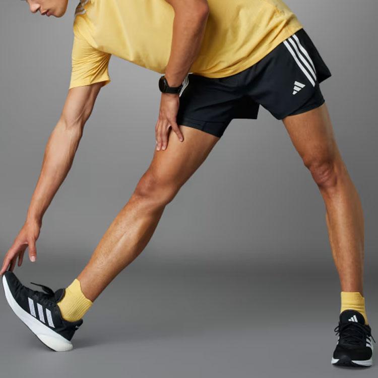 Adidas Own The Run 3-Stripes 2-In-1 Shorts Men Shorts Black IQ3808