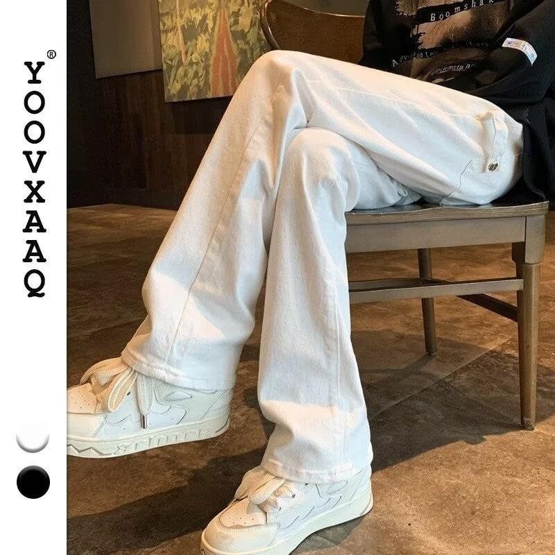American High Street Jeans Men's Trendy Brand Slim-fitting Slightly Pulled White High-end Straight Pants Summer Thin