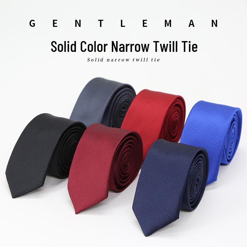 2025 Men's Solid Color Twill Jacquard Tie - Fashionable, Handmade Narrow Design