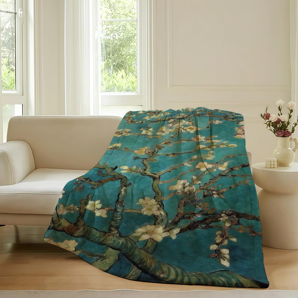 Fashion Print Van Gogh Blanket For Sofa Office Bed Plane Travel Sleep Read Relax Camping Soft And Warm