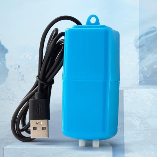 1 Set Oxygen Pump Dual Tube Design Mini Aquarium Air Pump Kit Ultra-Quiet USB Charging Pump for Fish Tank