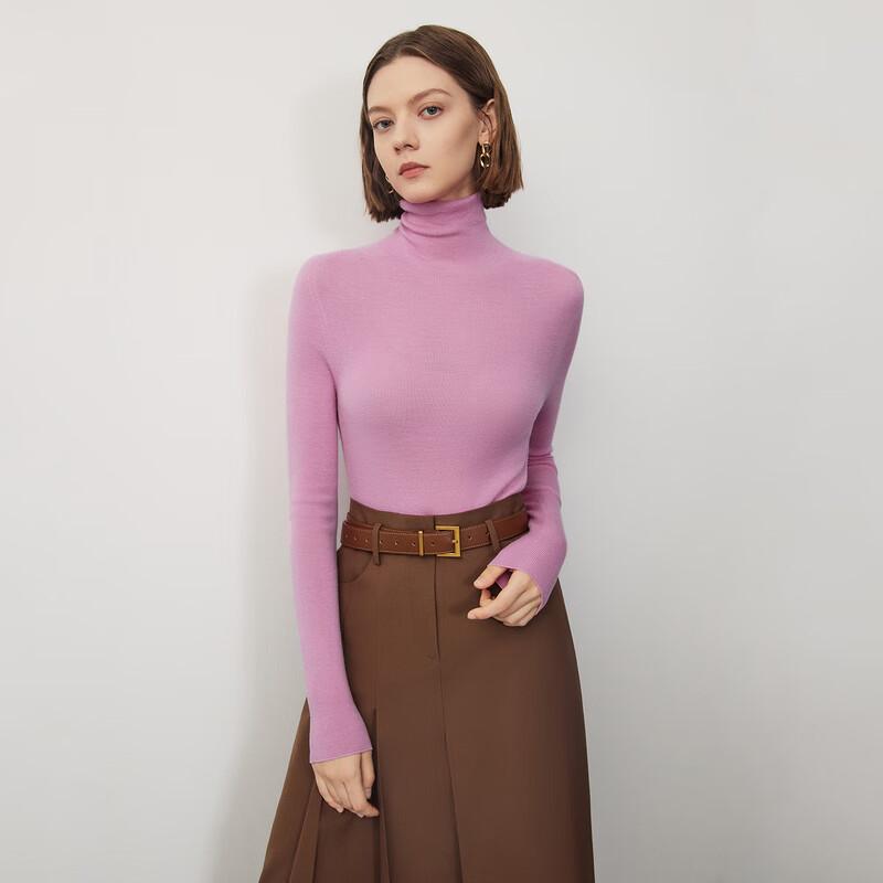 LANCY Pure Wool High-Neck Knit Sweater