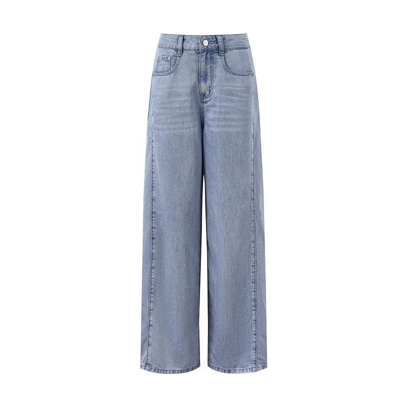Women's High-Waisted Wide-Leg Denim Trousers