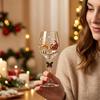 Elegant Snowflake Pattern Glassware Christmas Wine Glass, Santa Snowman Reindeer Stocking Tree Wreath Luxury Stemware for Holiday Wine, Cocktails,