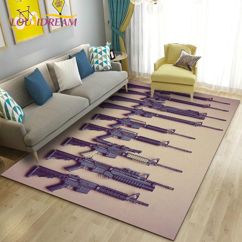 3D Assault Rifle Pistol Revolver Gun Area Rug,Carpet Rug for Living Room Bedroom Sofa Doormat Decor,Kid Play Non-slip Floor Mat