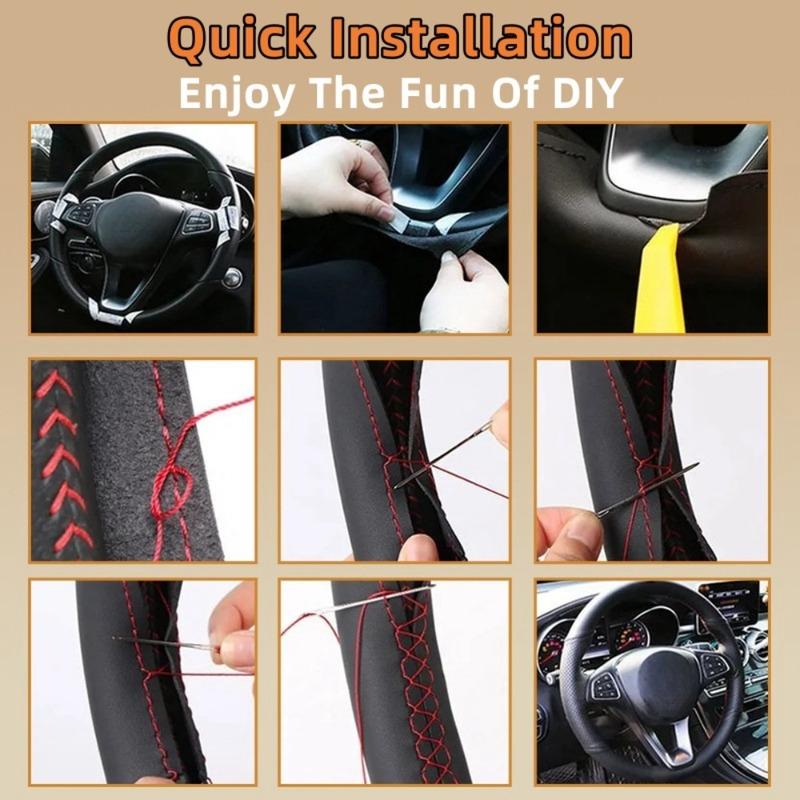 DIY Car Steering Wheel Cover Artificial Leather Non-slip For Ford Transit Connect Tourneo Custom Grand Tourneo Connect 2014-2020