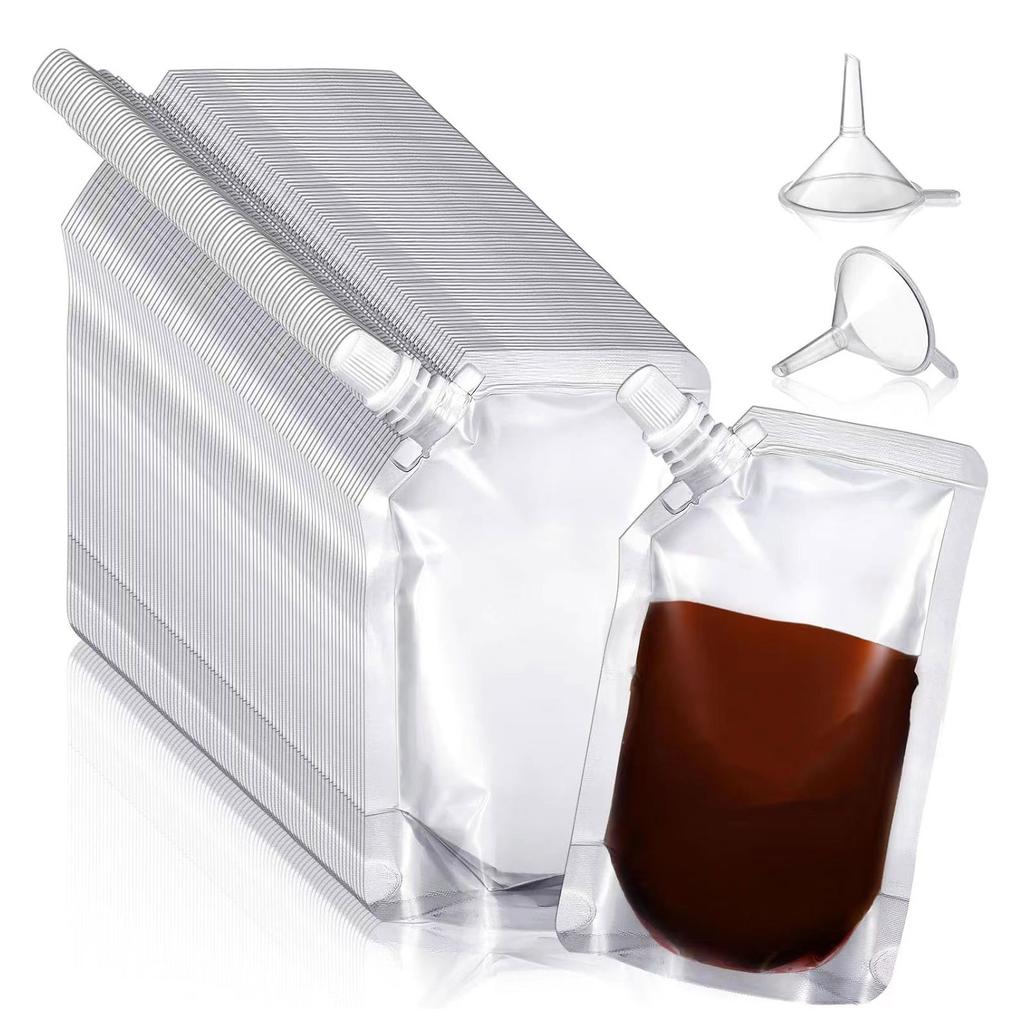 50pcs Transparent Plastic Liquid Packaging Pouch Reusable Drinking Bags Juice Beverage Sealed Clear Storage Organizer