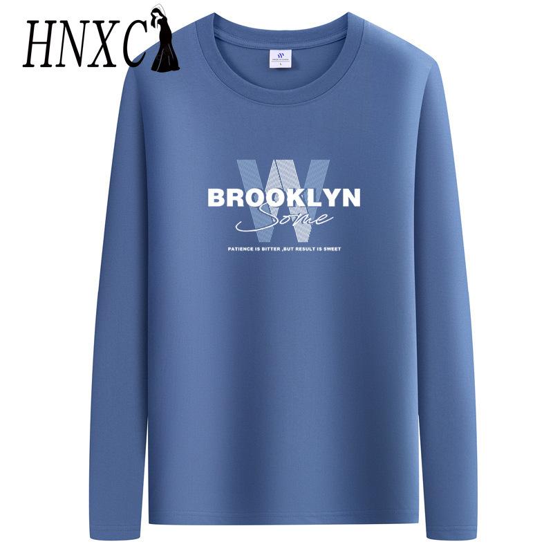 HNXC Baumwoll-Langarm-T-Shirt Herrenmode Lockeres Mitfühlendes Shirt