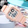 Sanda Unisex Fashionable Square Luminous Multifunctional Waterproof Electronic Watch