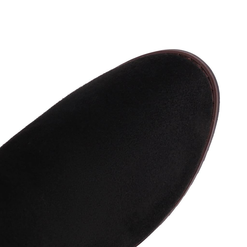 Women's low-heeled boots autumn and winter new thick-heeled large-size warm plush medium boots
