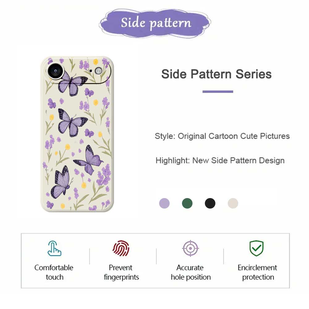 For iPhone 17 Air Case Purple Butterflies Pattern Printing Straight Edge TPU Phone Back Cover