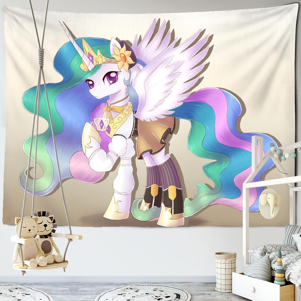 Renkli Karikatür Unicorn Goblen Duvar Askısı Kawaii Hippie Tapiz Kız Yurdu Estetik Odası Ev Dekoru