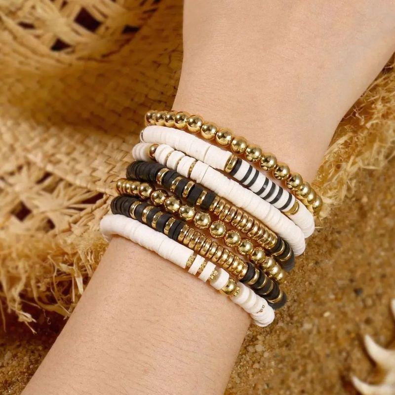 Badu Stackable Heishi Beaded Bracelets For Women Colorful Polymer Clay Beads Surfer Boho Bracelet Summer Beach Jewelry Set