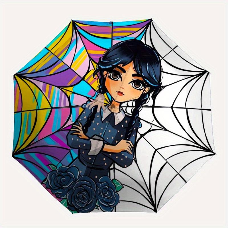 1pc Spider Web Wednesday Themed High-quality Umbrella,Automatic Opening and Closing Umbrella,Multi-functional Umbrella G0811029