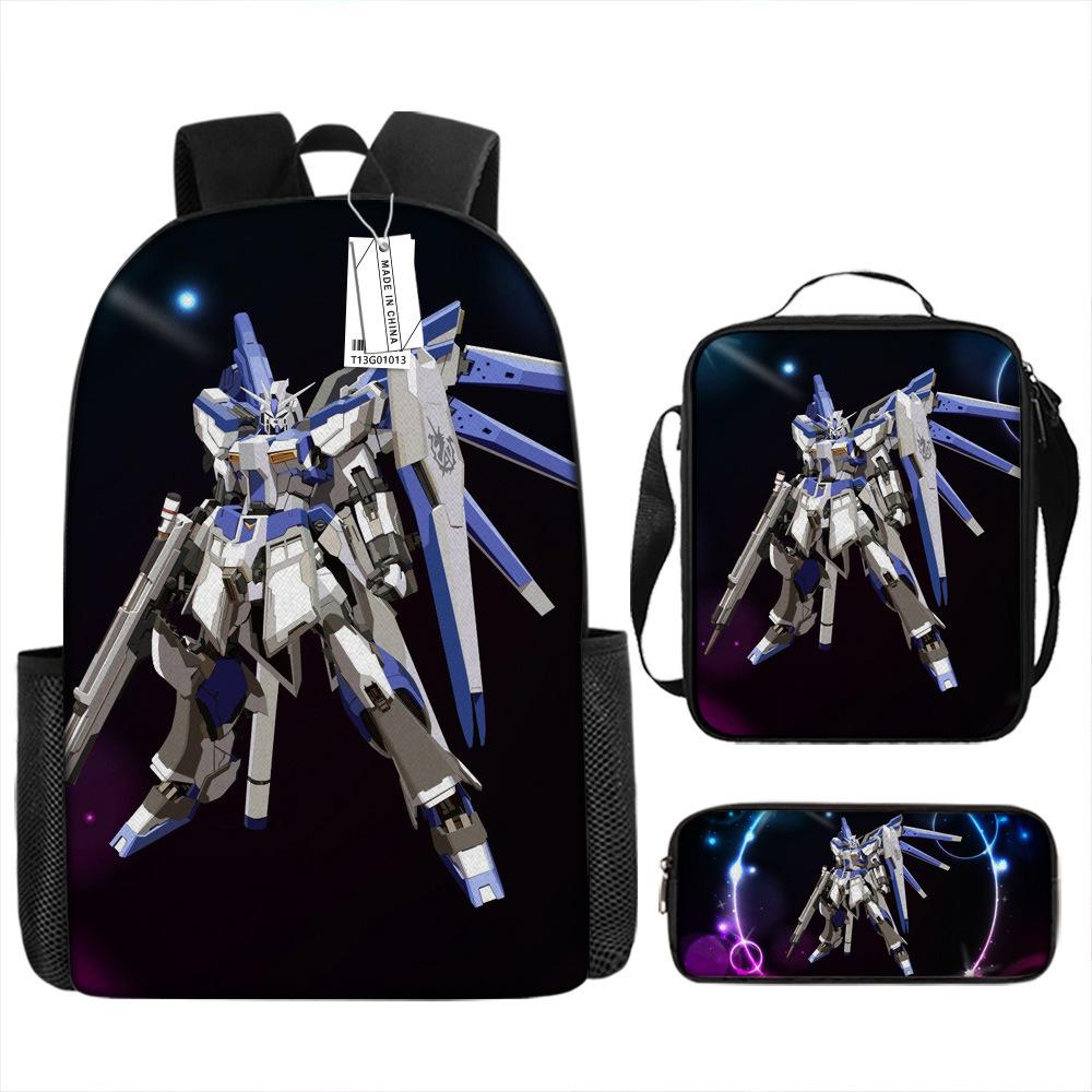 Gundam Backpack 3D Pattern Anime Backpack Student Printed School Bag Three-piece Set