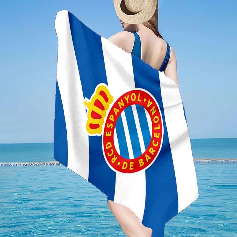 Real Sociedad Crest Design Microfiber Beach Towel, Lightweight And Quick-Dry, for Summer Travel, Beach Essential, Swimming Pool