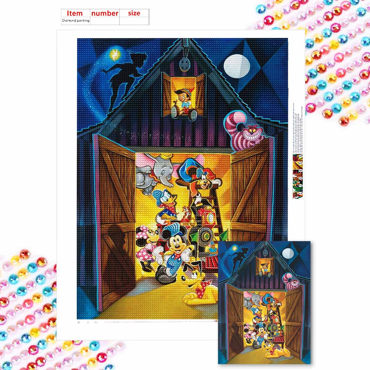 

Полная круглая алмазная живопись Микки Маус на складе Искусство Стразы Картина Мозаика Сделай сам 5D Вышивка крестом Домашнее украшение Round 20x30cm