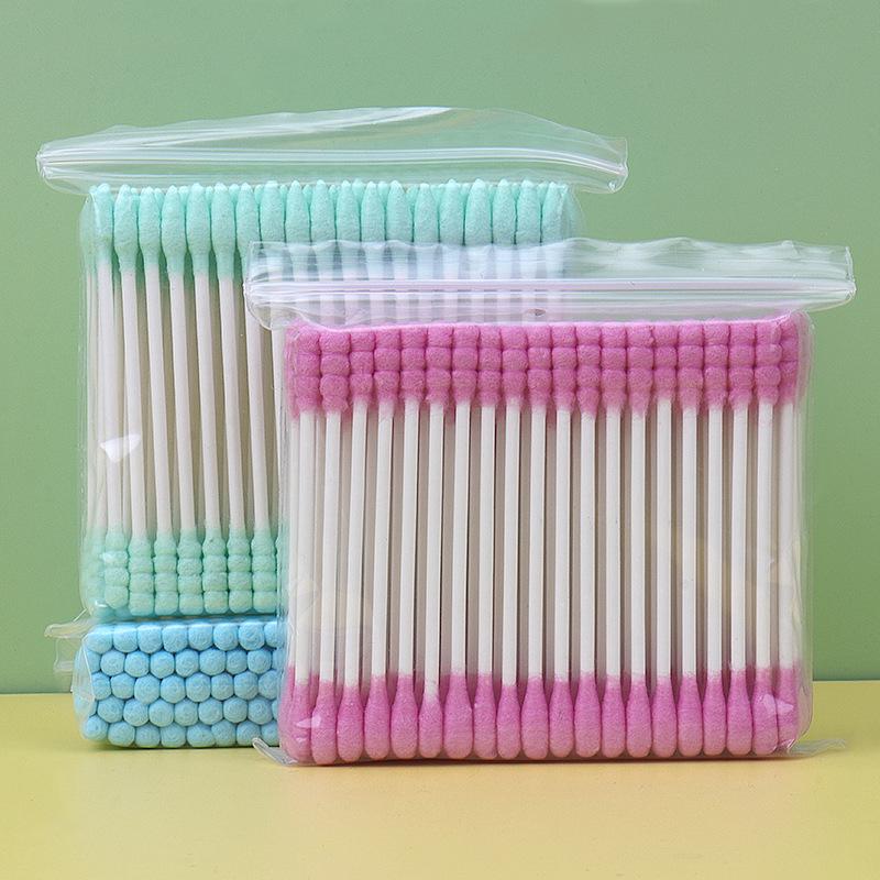 100-Pack Double-Ended Cotton Swabs: Colored, Disposable, Multi-Functional Beauty & Cleaning Tools