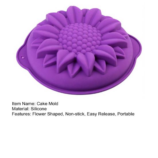 Yousheng Large Sunflower Cake Mold Silicone Birthday Cake Baking Tray Flower Shaped Non-Stick Cake Pan for Baking Loaf Muffin Brownie Cheesecake Pie