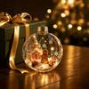 Clear Holiday Sphere Christmas Ball Ornament with LED Lights, Snow Scene Acrylic Theme Decorations Decor, Shatterproof Xmas Tree Hanging Seasonal
