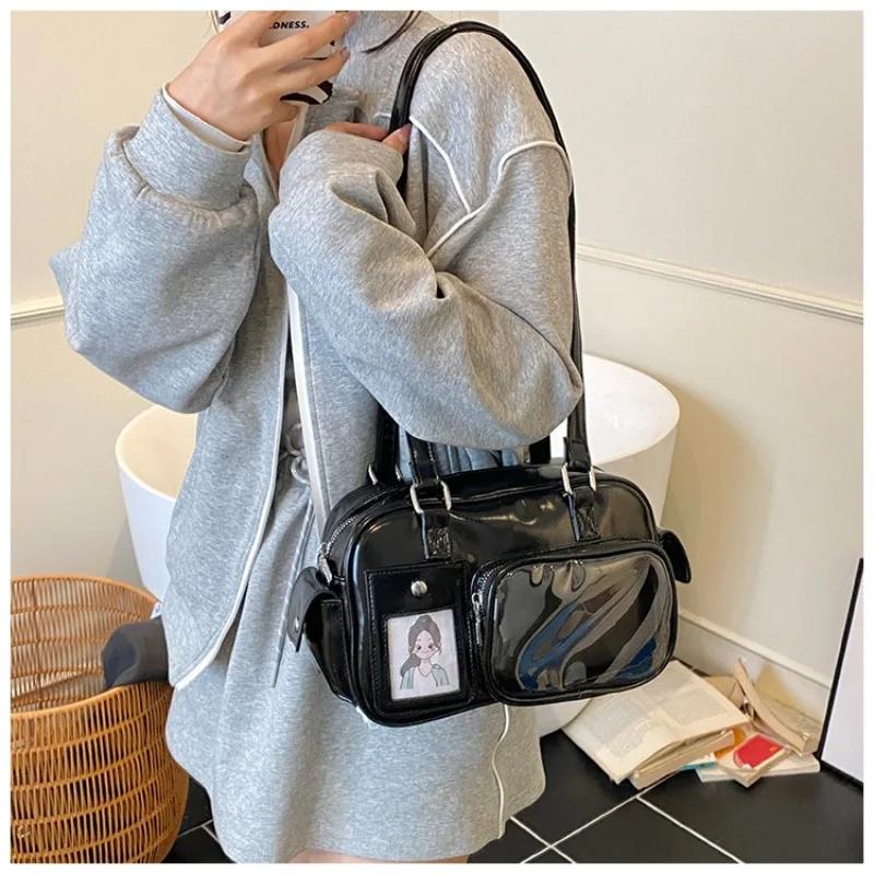 Fashion PU Designer Ladies Adjustable Backpacks Small Capacity DIY Clear Window Shoulder Bag Harajuku Women Ulzzang Y2K Ita Bags