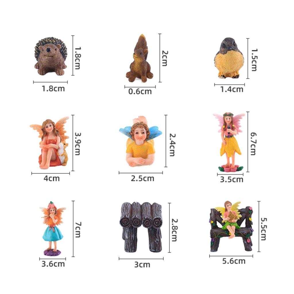 Fairy Garden Figurines Set HandPainted Miniature Bright Colors Desktop