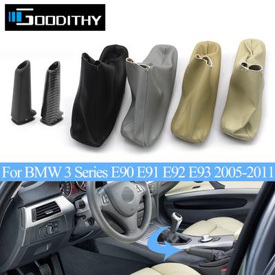 Car Handbrake Gear Shift Knob Leather Lever Boot Dust Cover Grad Handle Lever For BMW 3 Series E90 E91 E92 E93 2005-2011