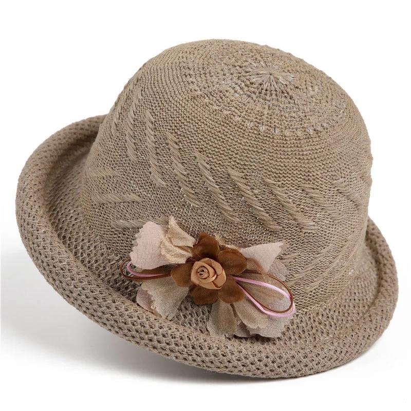 Spring Summer Retro Women's Hats Fedoras Flower Women Wedding Fascinator Hat Adult Bowler Sun Hats Classic Version Chapeau Cap