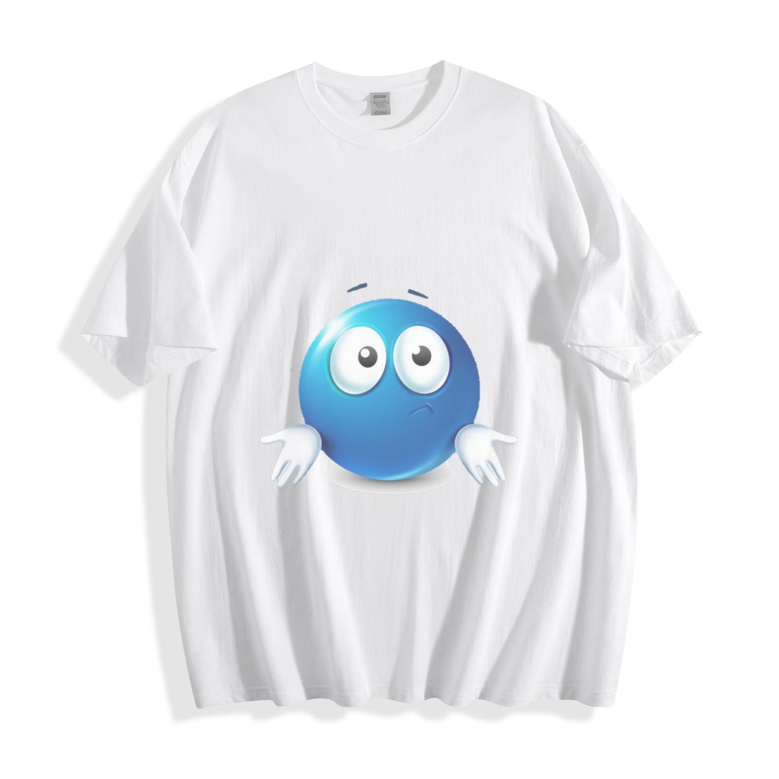Confused Blue Emoji Shrug T-Shirt Mens Womens Tees Top - Quirky and Fun Design Unisex Tee L