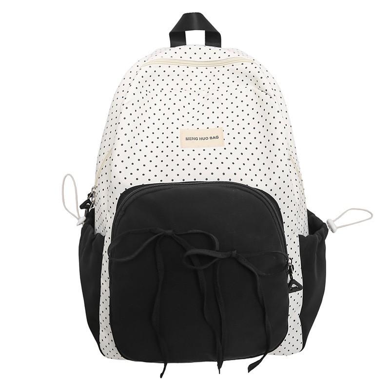 Japanese Cute Sweet Backpack Women. 2025 New Preppy Style Schoolbag. Large Capacity Bow Dot Backpack.