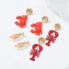 Exaggerated Small Fish Crab Lobster Beach Ocean Natural Wind Earrings Summer Women Fashion Earrings