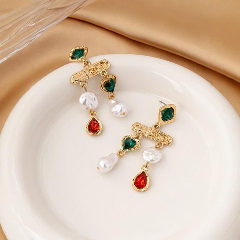 1 пара модных, дворцового стиля, жемчужных, асимметричных, барочных, элегантных женских серег разноцветный