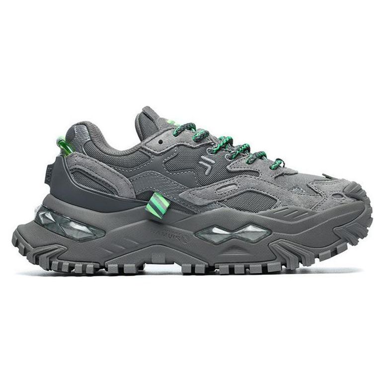 Fila Fusion Bianco Hard Candy Fabric Synthetic Leather Pigskin Thick Sole Low Top Dad Shoes Women sneaker Mystery-Gray T12W219102FFC