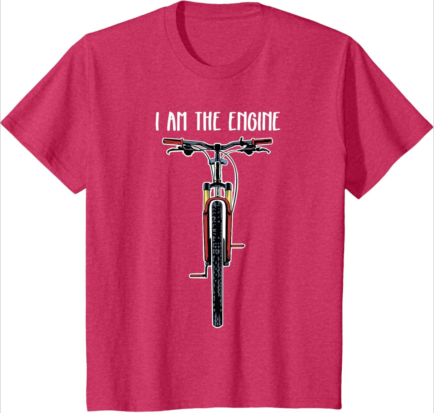 Funny Bicycle I Am The Engine design100 cotton summer Oneck short sleeve casual printed mens Tshirt S