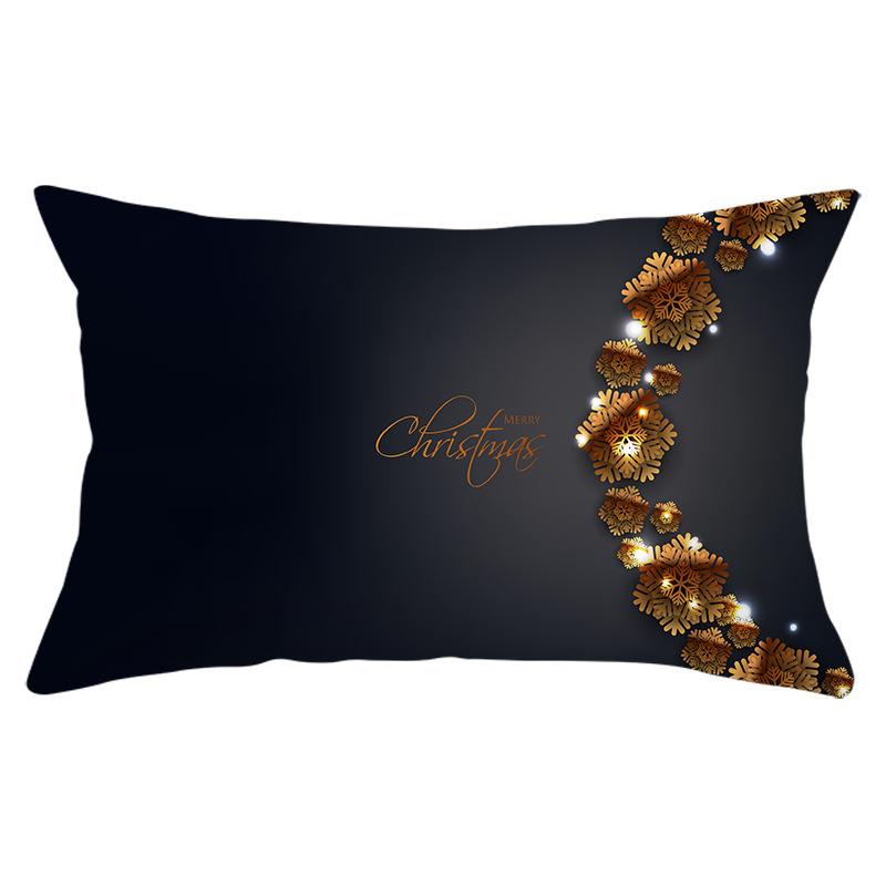 Nowa Świąteczna Poszewka na Poduszkę Lędźwiową z Mikrofibry Brzoskwiniowej Seria Czarna Poszewka z Nadrukiem Płatków Śniegu