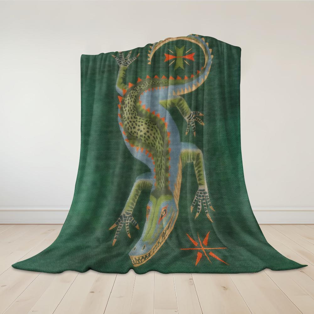 Mythical Lizard Tapestry Flannel Blanket Warm Soft Halloween Christmas Couch Warm Cozy Decorative Decor Gift for All Season