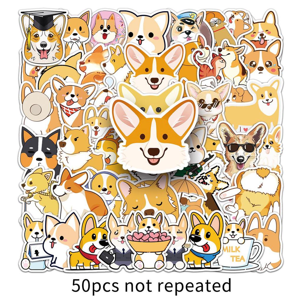 Cute Cartoon Corgi Stickers: Waterproof Decals for Laptops, Cars, and More (50-Pack)